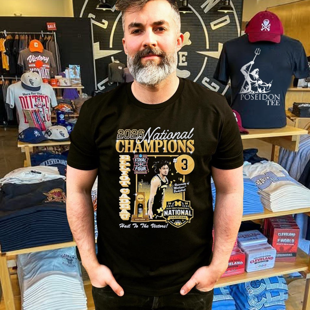 Michigan Wolverines Men’s Basketball Campus Ink 2026 National Champion #3 Elliot Cadeau T-shirt