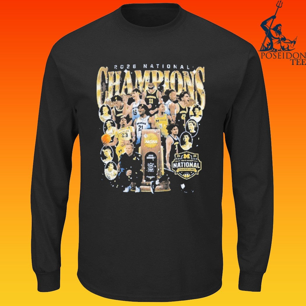 Michigan Wolverines Men’s Basketball Campus Ink 2026 National Championship Team T-shirt
