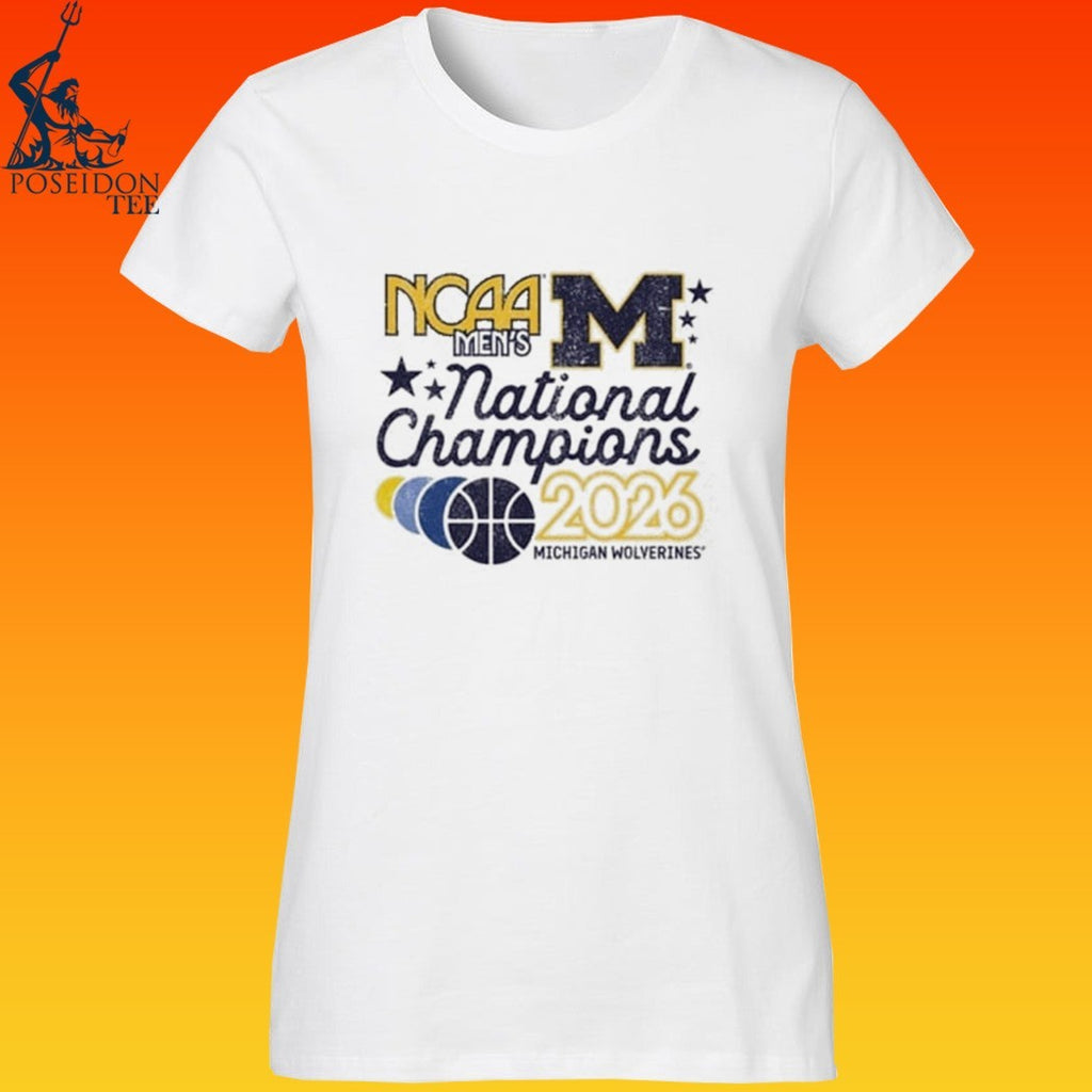 Michigan Wolverines Mens Ivory 2026 Men’s Basketball National Champions Banners T-shirt