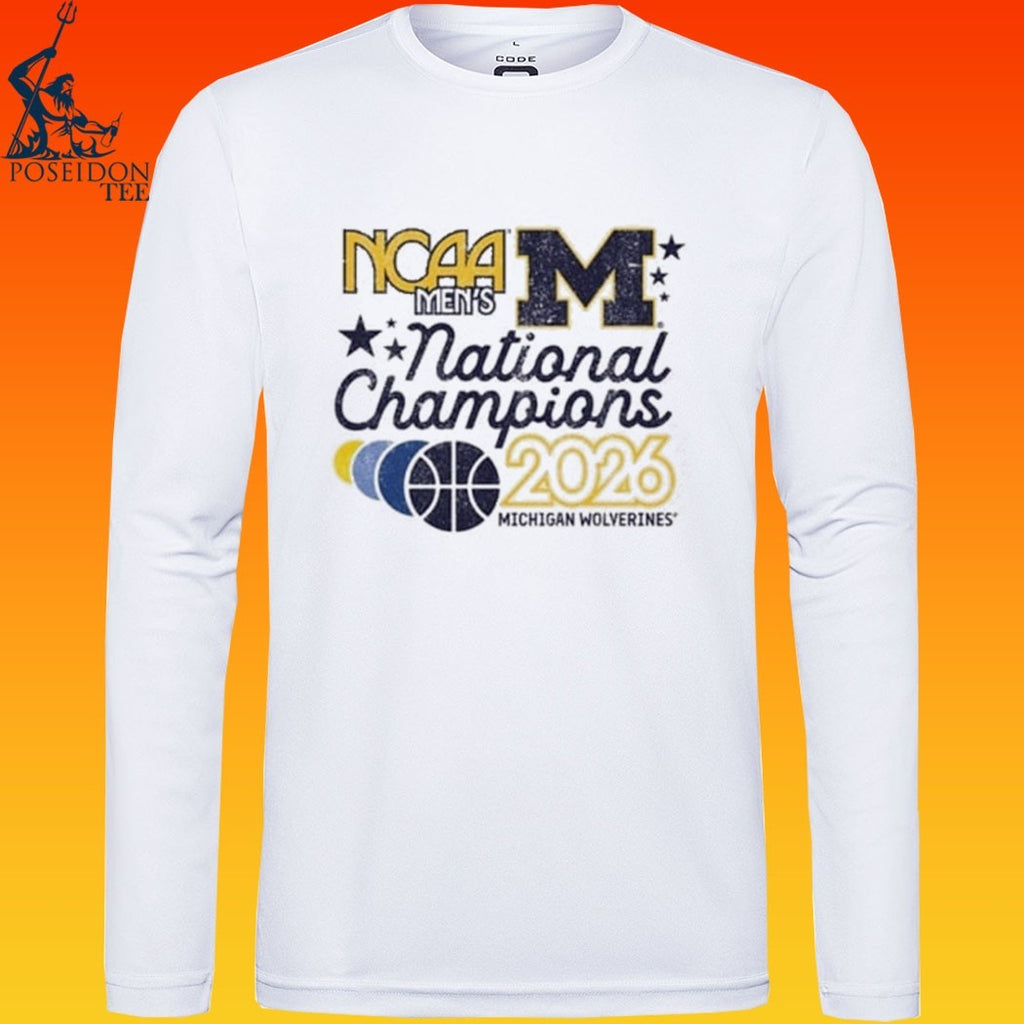 Michigan Wolverines Mens Ivory 2026 Men’s Basketball National Champions Banners T-shirt