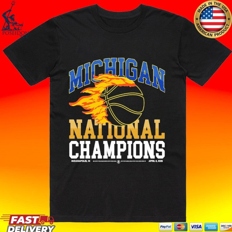 Michigan Wolverines National Champions Flames T-shirt