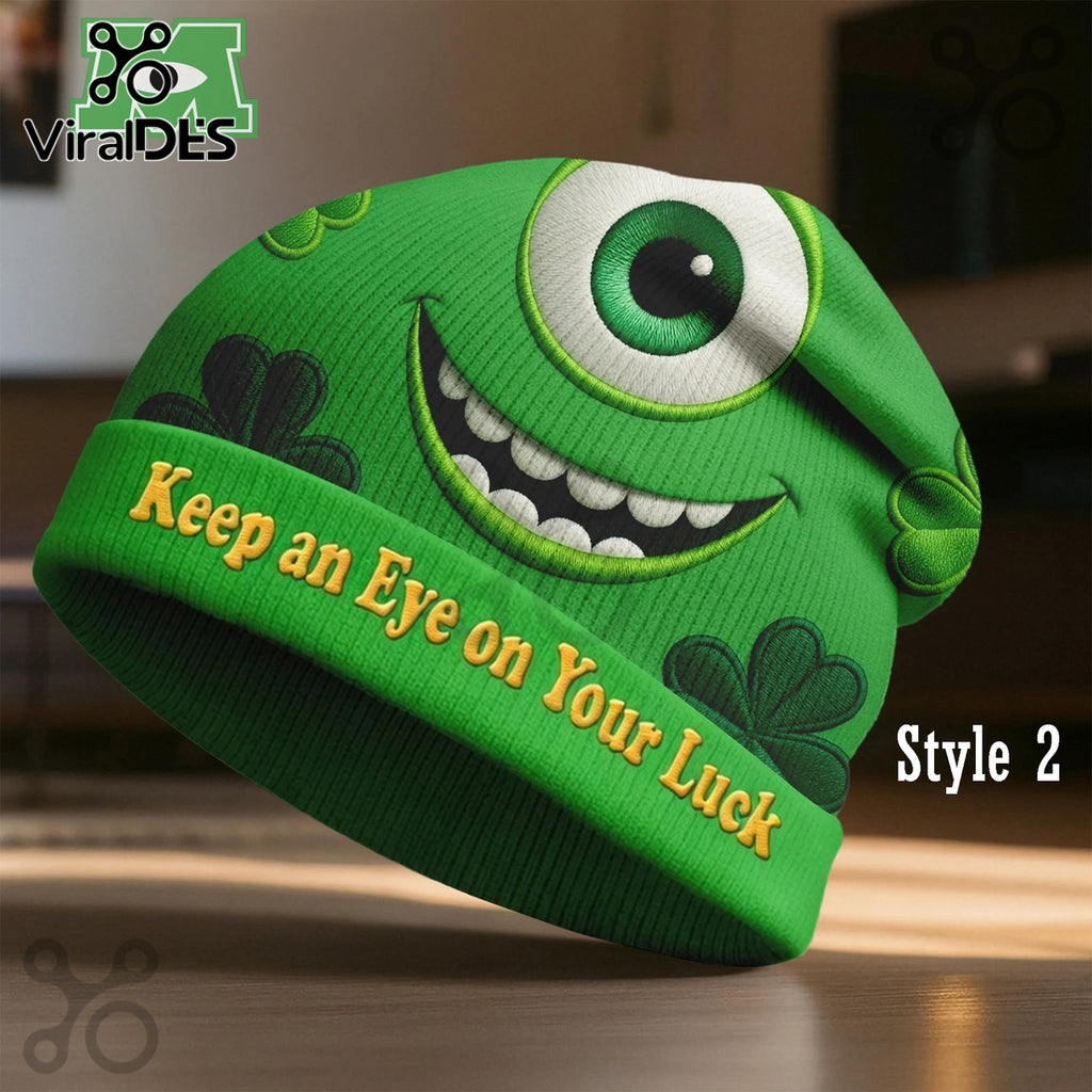 Mike Wazowski St Patricks Day Beanie Hat