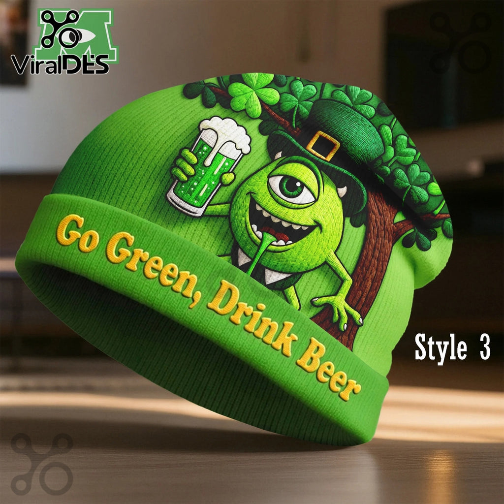 Mike Wazowski St Patricks Day Beanie Hat