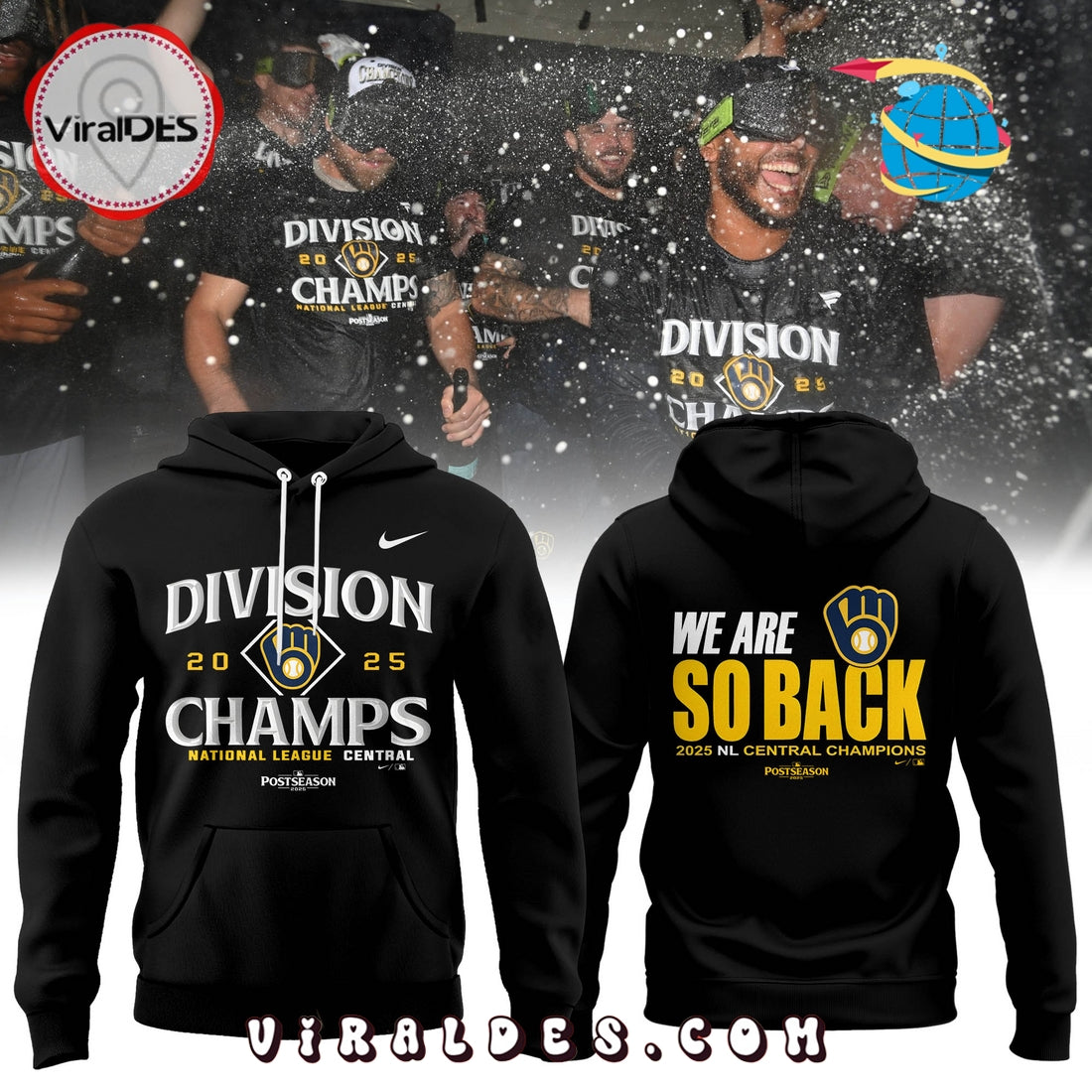 Milwaukee Brewers 2025 NL Central Champions Hoodie