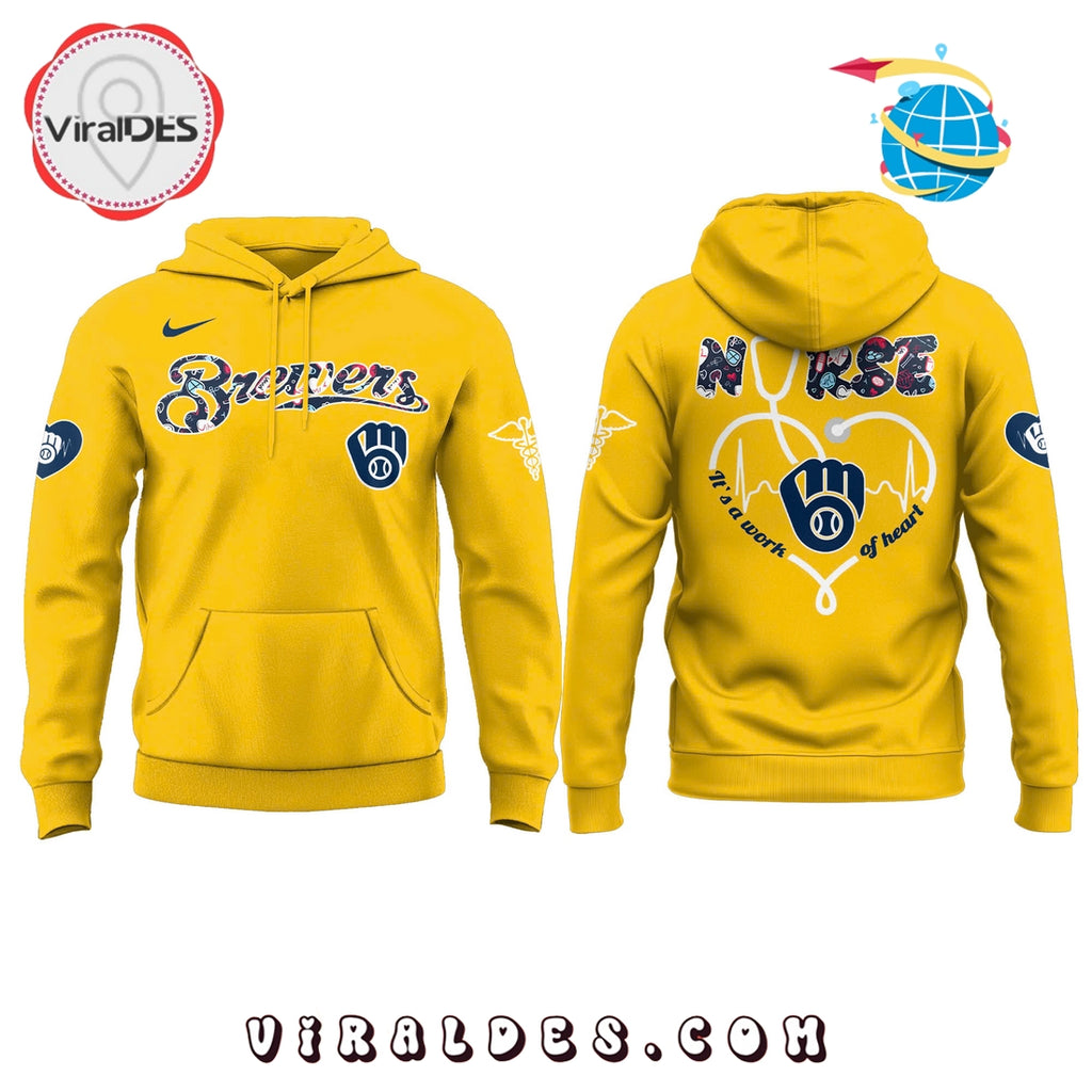 Milwaukee Brewers 2025 Nurses Night Hoodie – Gold