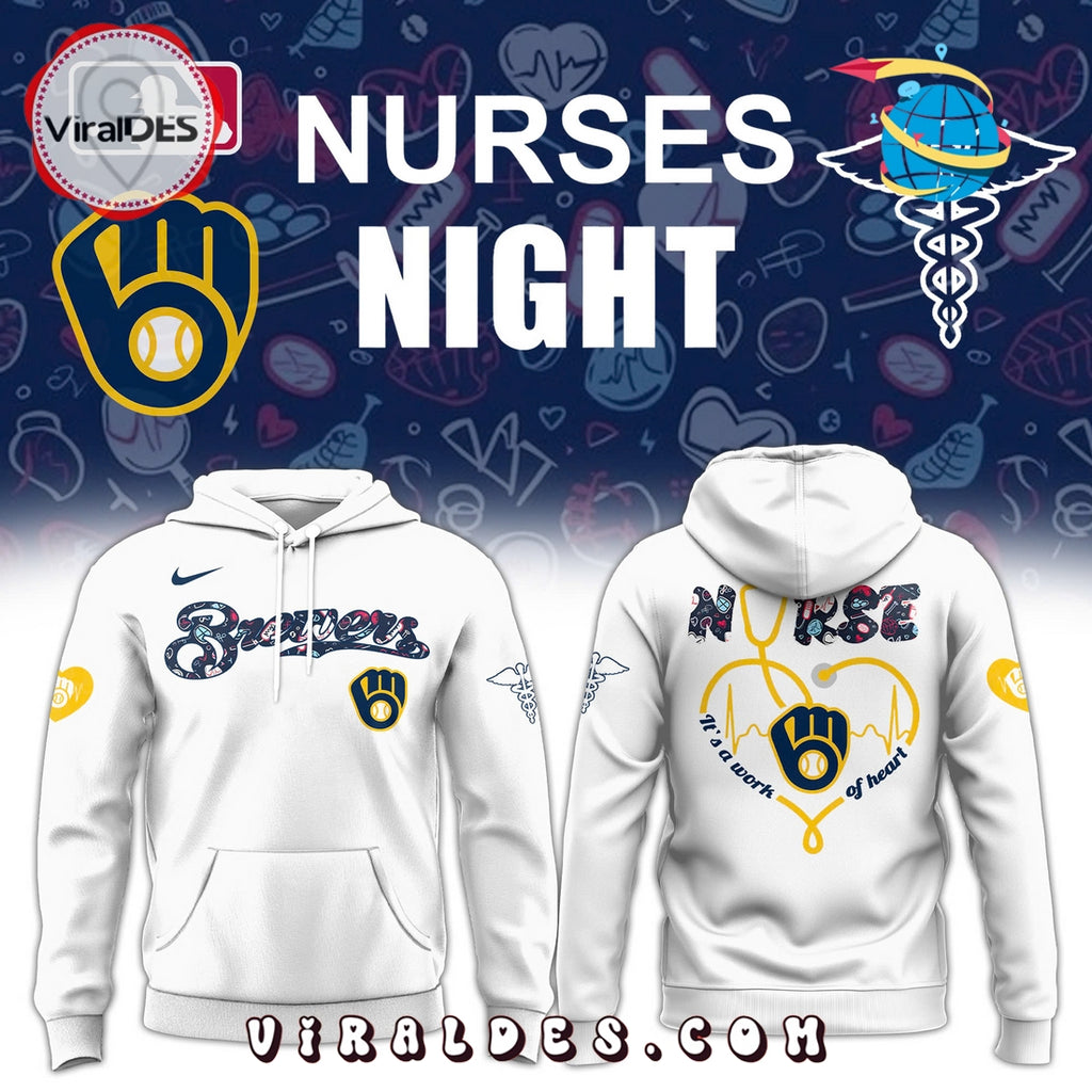 Milwaukee Brewers 2025 Nurses Night Hoodie – White