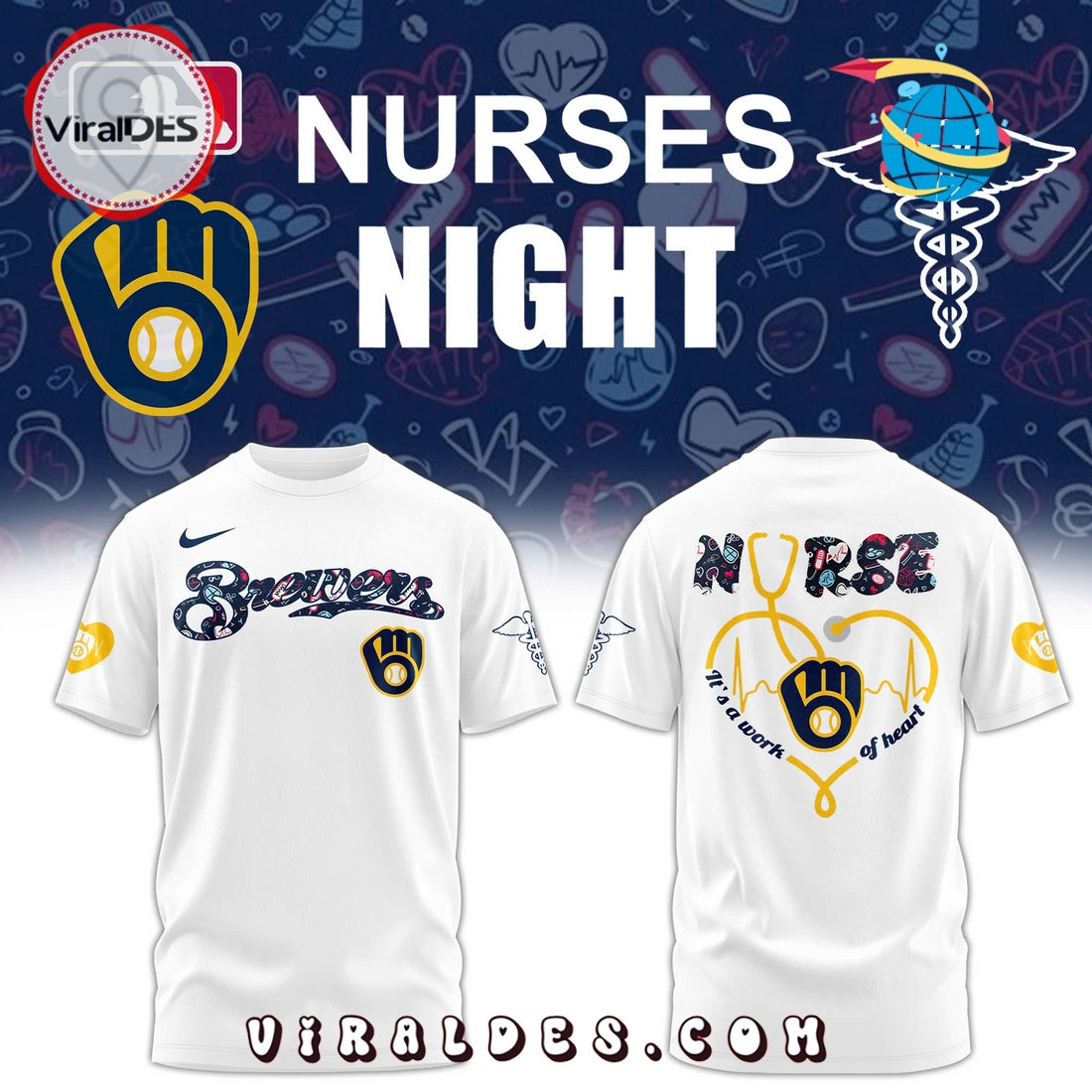 Milwaukee Brewers 2025 Nurses Night Hoodie – White
