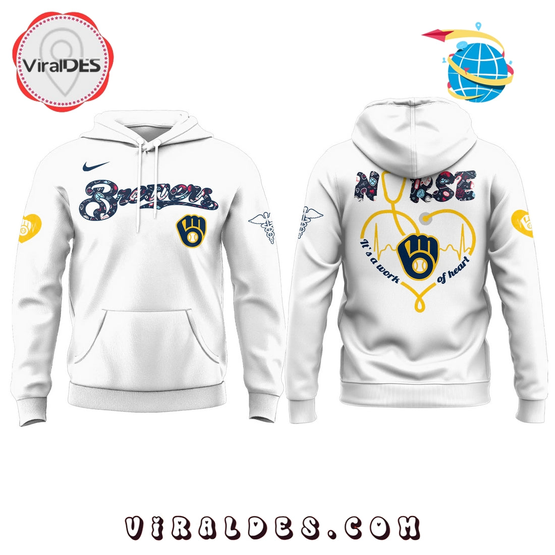Milwaukee Brewers 2025 Nurses Night Hoodie – White