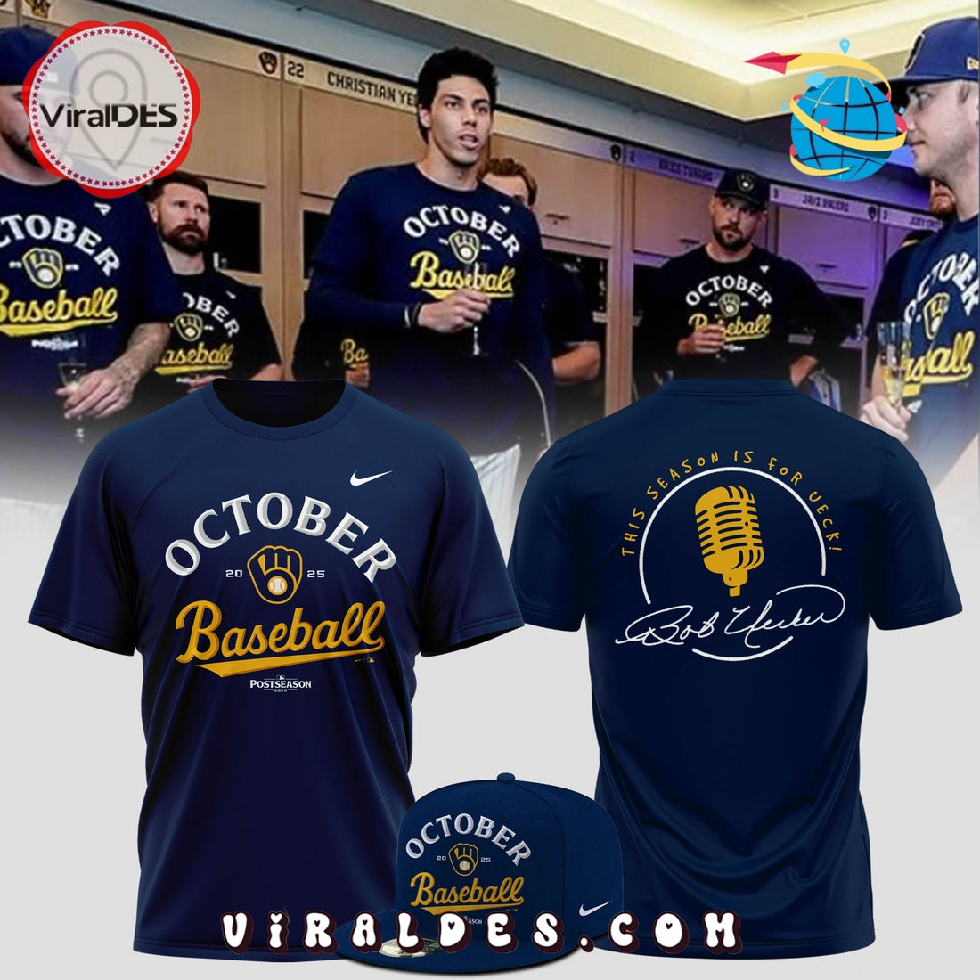 Milwaukee Brewers 2025 October Ready Hoodie, Cap