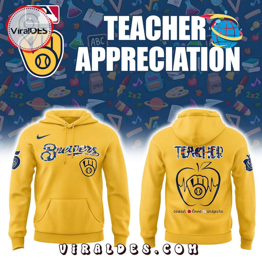 Milwaukee Brewers 2025 Teacher Night Hoodie – Gold