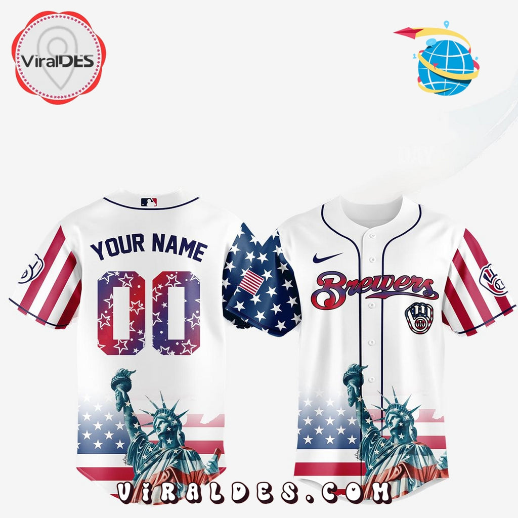 Milwaukee Brewers Custom Independence Day Baseball Jersey