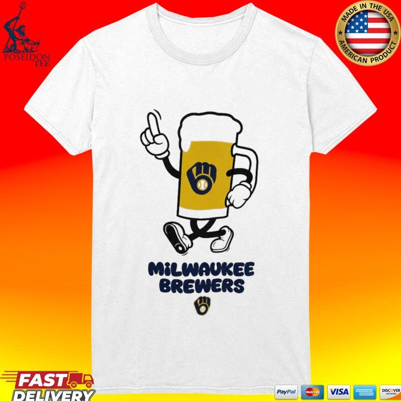 Milwaukee Brewers Drink Beer Cartoon T-shirt