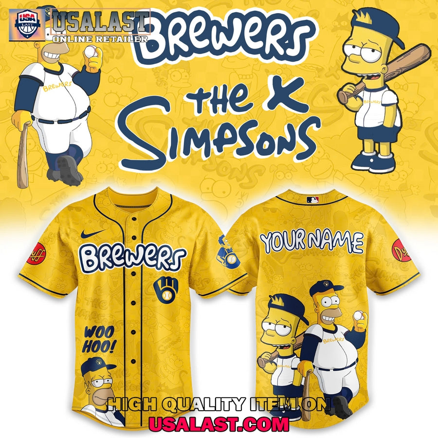 Milwaukee Brewers Mix The Simpsons Heritage Custom Baseball Jersey