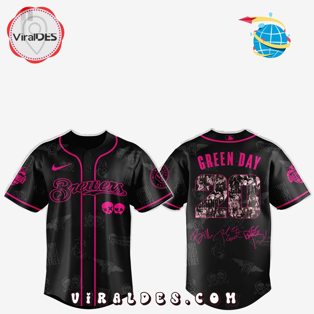 Milwaukee Brewers MLB x Green Day 20th Anniversary Baseball Jersey