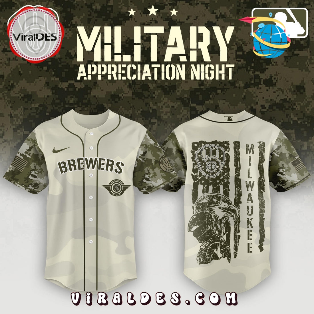 Milwaukee Brewers x MLB 2025 Armed Forces Day Night Baseball Jersey