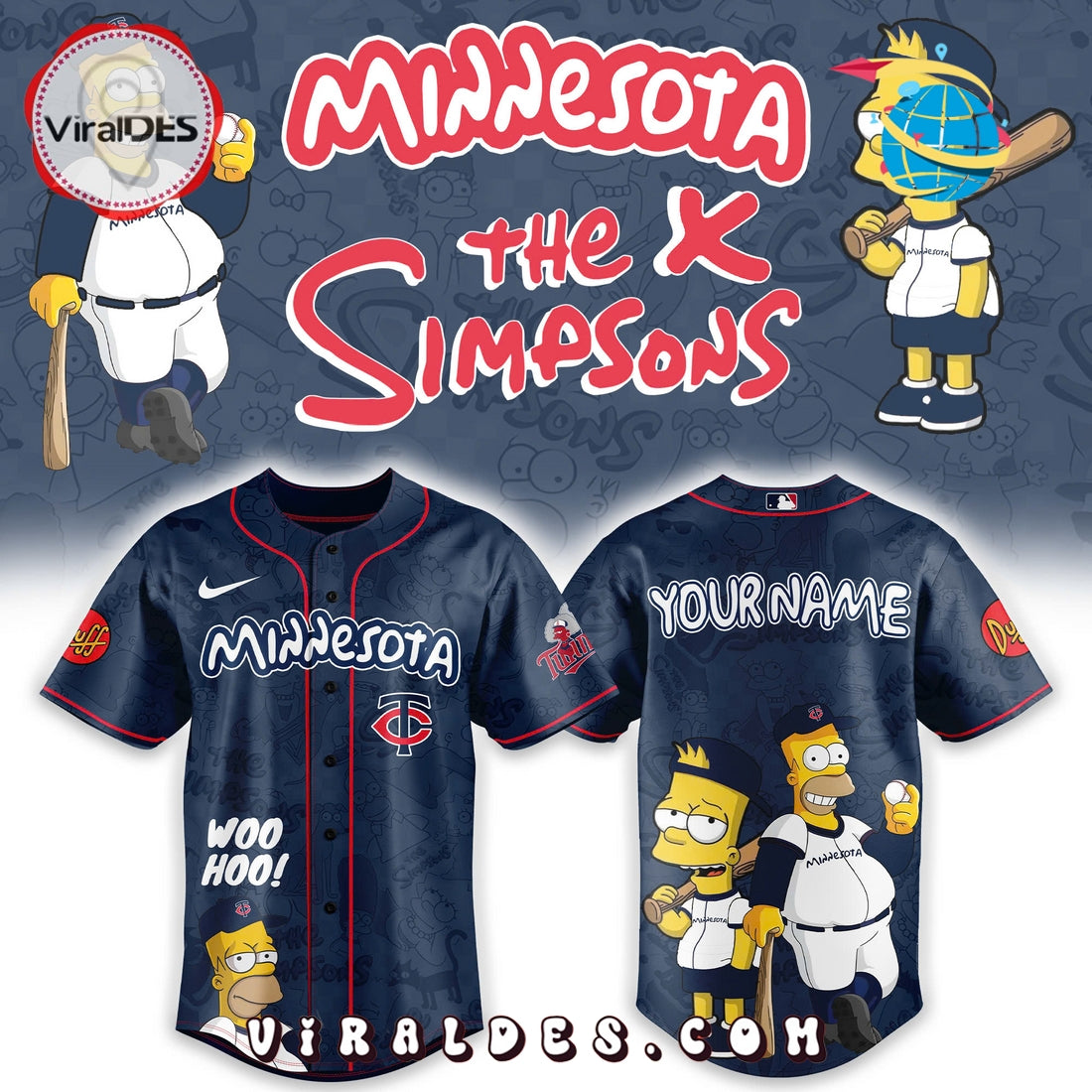 Minnesota Twins MLB The Simpsons Heritage Baseball Jersey