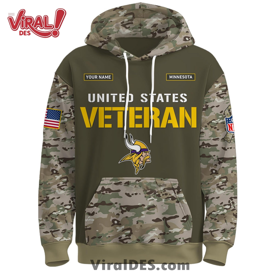 Minnesota Vikings 2025 Salute to Service Hoodie, Long Pants