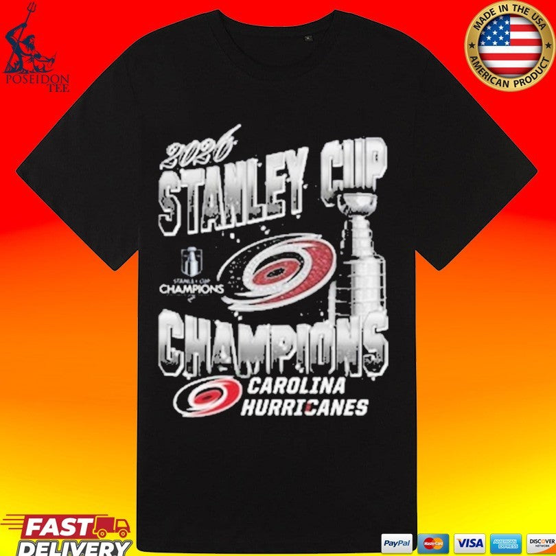 Mitchell And Ness Carolina Hurricanes Mens Black 2026 Stanley Cup Champions T-shirt