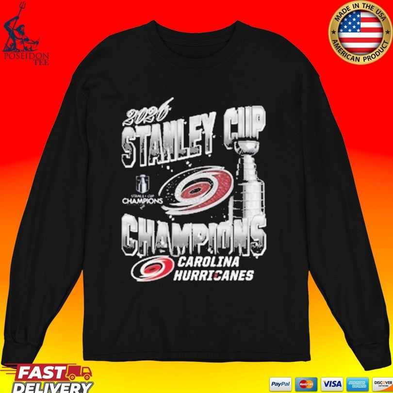 Mitchell And Ness Carolina Hurricanes Mens Black 2026 Stanley Cup Champions T-shirt