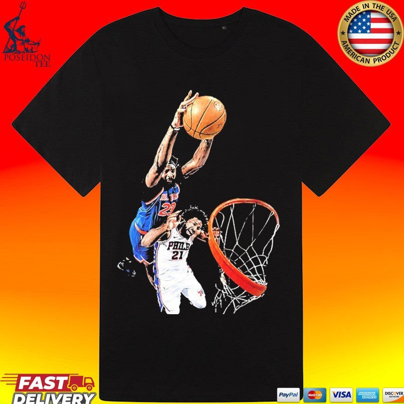 Mitchell Robinson And Joel Embiid Dunk Nba Basketball T-shirt