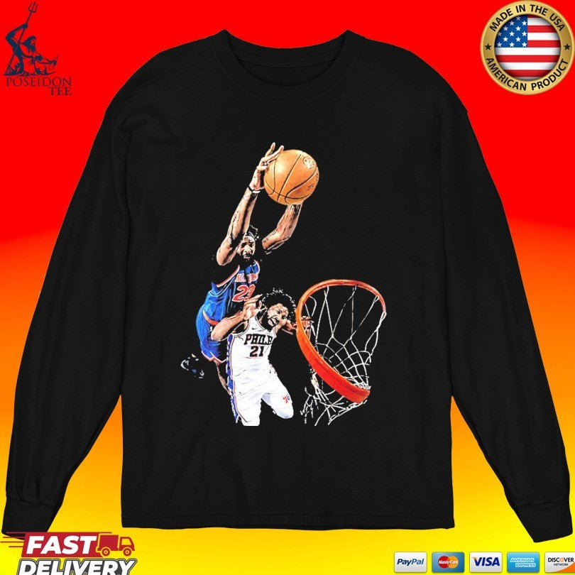 Mitchell Robinson And Joel Embiid Dunk Nba Basketball T-shirt