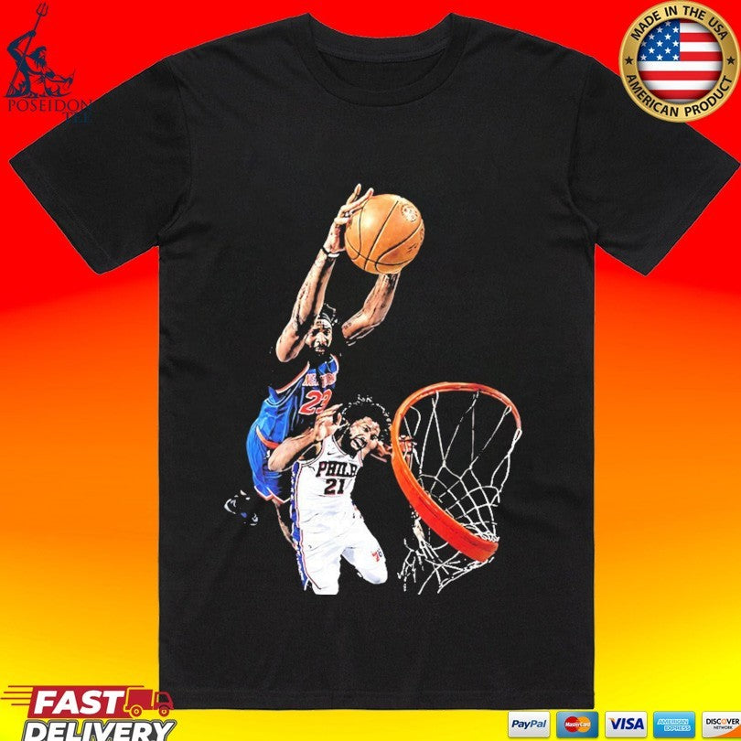 Mitchell Robinson And Joel Embiid Dunk Nba Basketball T-shirt