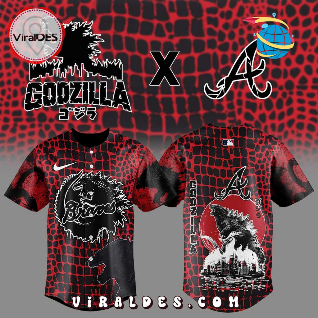 MLB Atlanta Braves x Godzilla Baseball Jersey