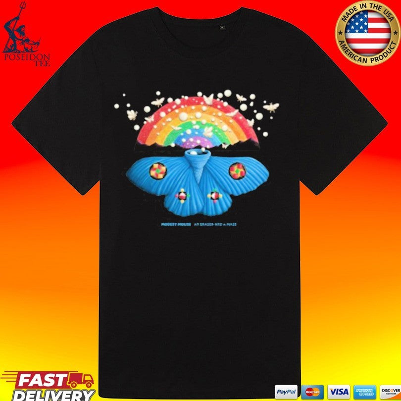 Modest Mouse An Eraser And A Maze Rainbow Moth T-shirt