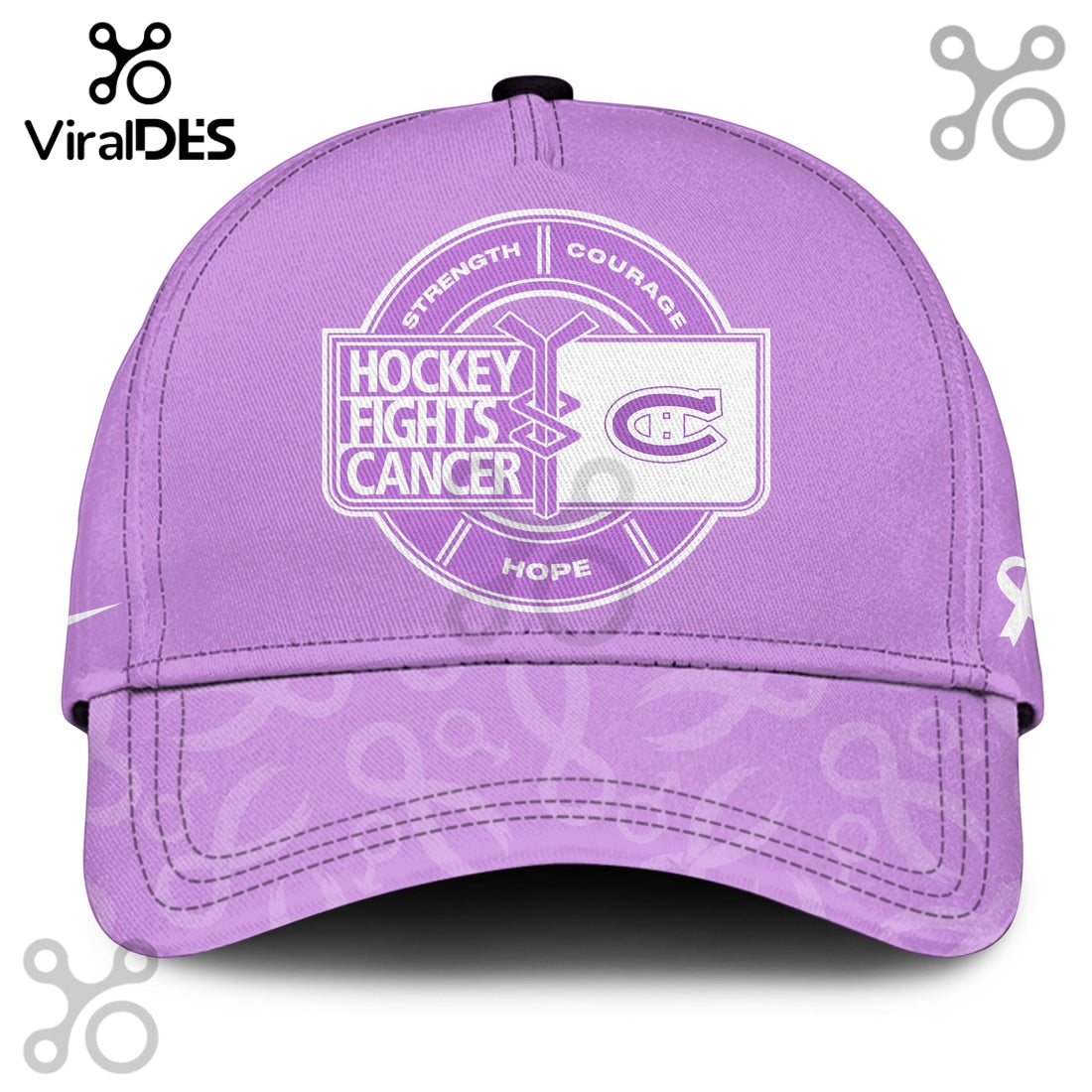 Montreal Canadiens Hockey Fights Cancer Purple Ribbon Hoodie