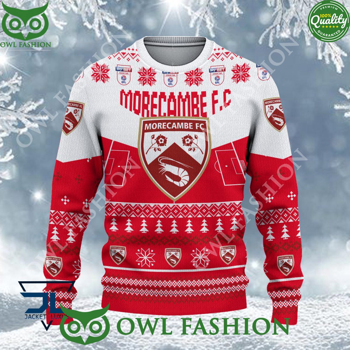 Morecambe F.C EFL 2023 Custom Ugly Christmas Sweater Jumper