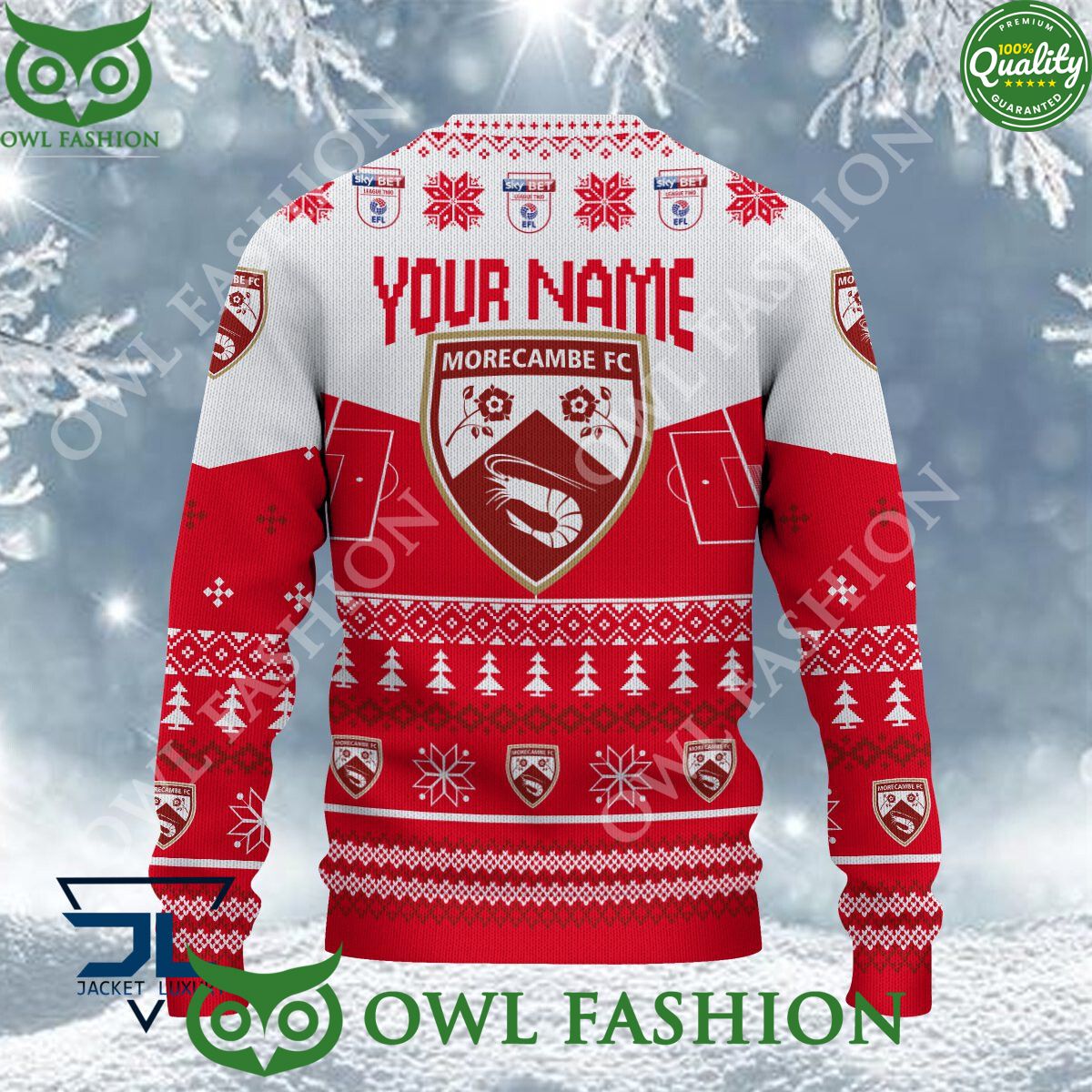 Morecambe F.C EFL 2023 Custom Ugly Christmas Sweater Jumper