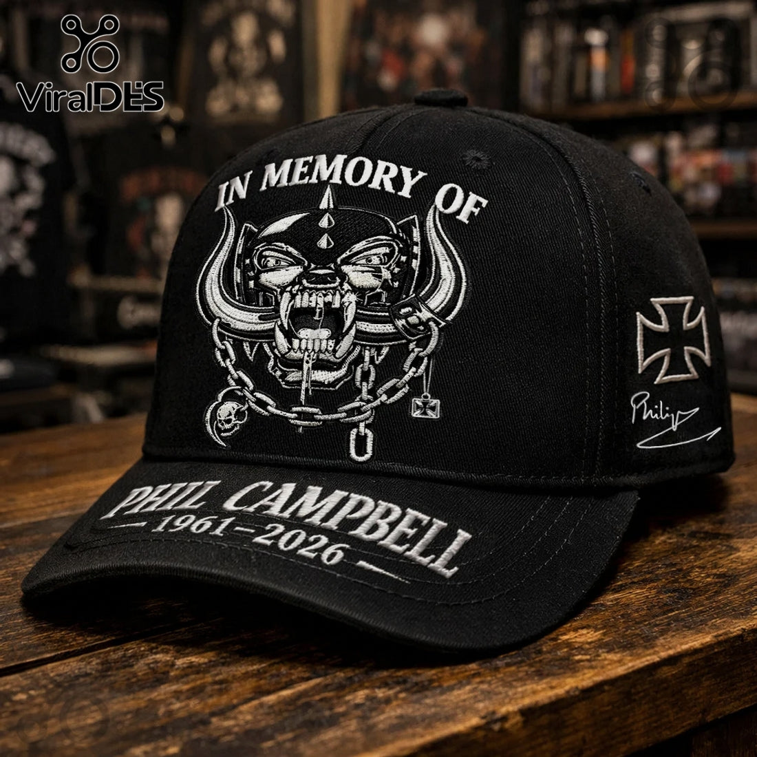 Motörhead Phil Campbell In Memory Premium Classic Black Cap