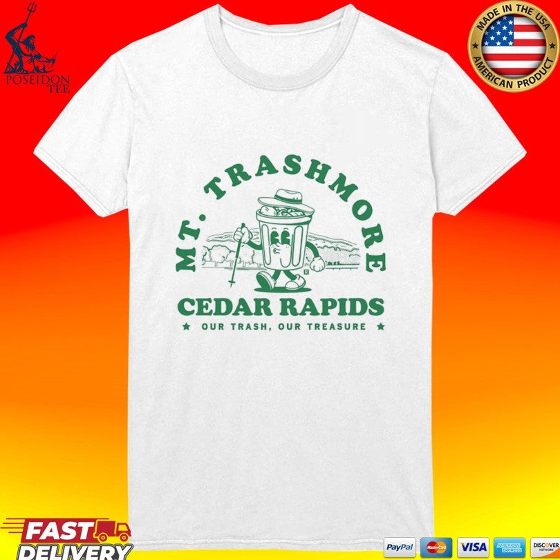 Mt. Trashmore Cedar Rapids Our Trash, Our Treasure Can Cartoon Ringer T-shirt