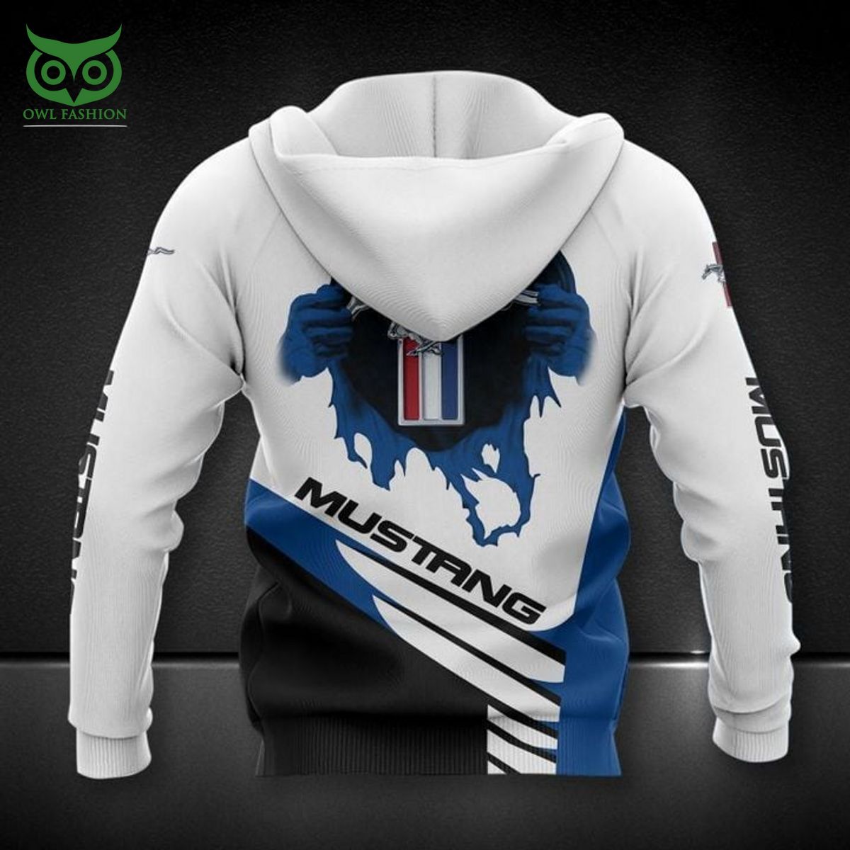 Mustang Ford Blue White 3D Zip Hoodie