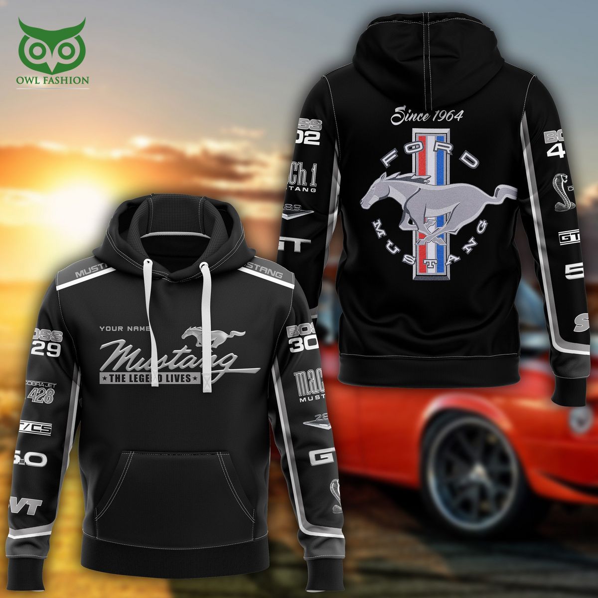 Mustang The Legend Lives Personalized 3D Hoodie