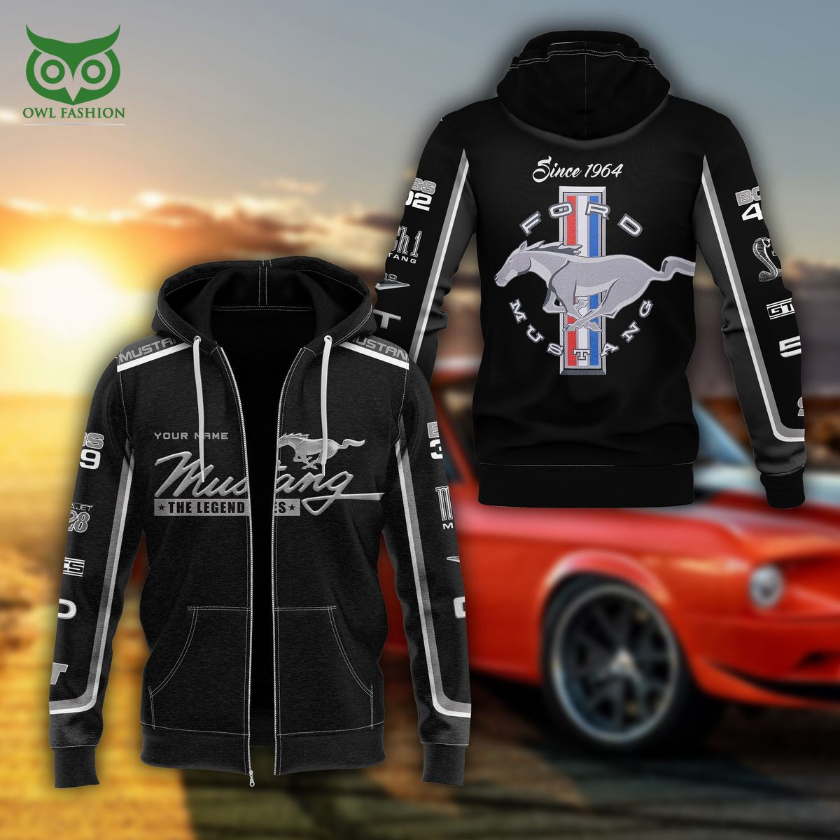 Mustang The Legend Lives Personalized 3D Hoodie