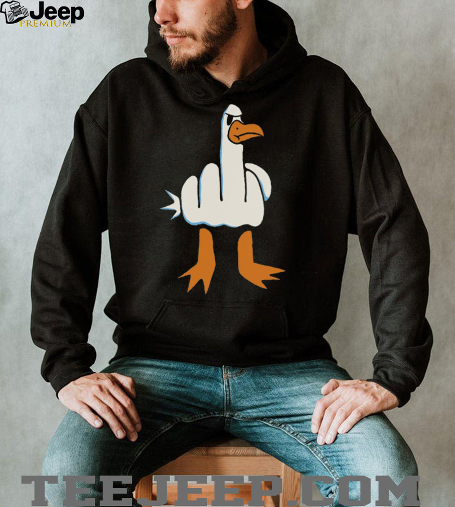 Funny Grumpy Goose Middle Finger Gesture Graphic T Shirt