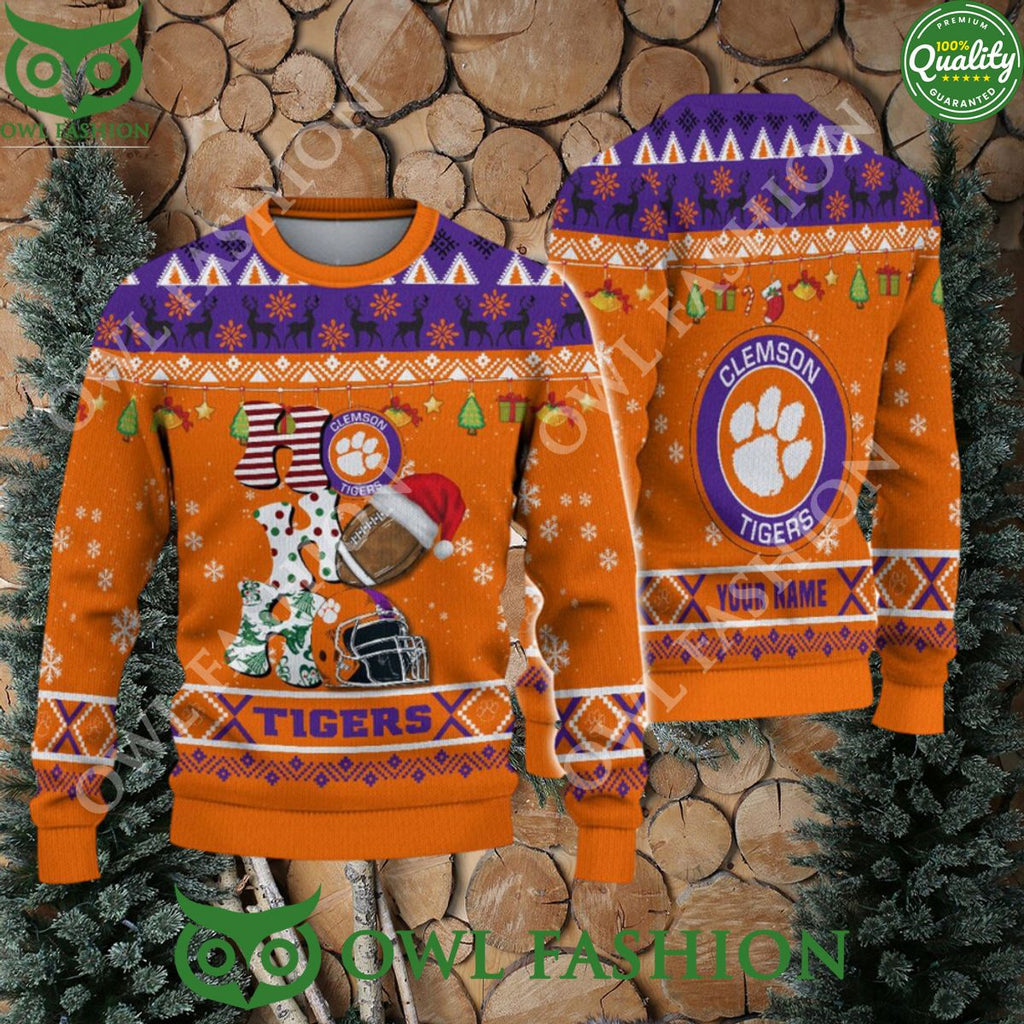 NCAA Clemson Tigers HO HO HO Ugly Christmas Custom Sweater Jumper