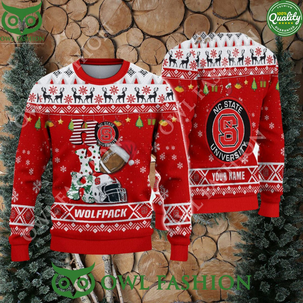 NCAA NC State Wolfpack HO HO HO Custom Ugly Christmas Sweater Jumper