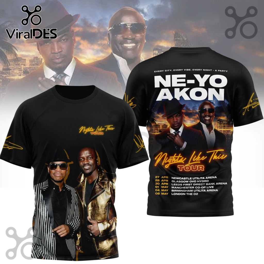 NE-YO And AKON Nights Like This 2026 Tour 3D T-Shirt