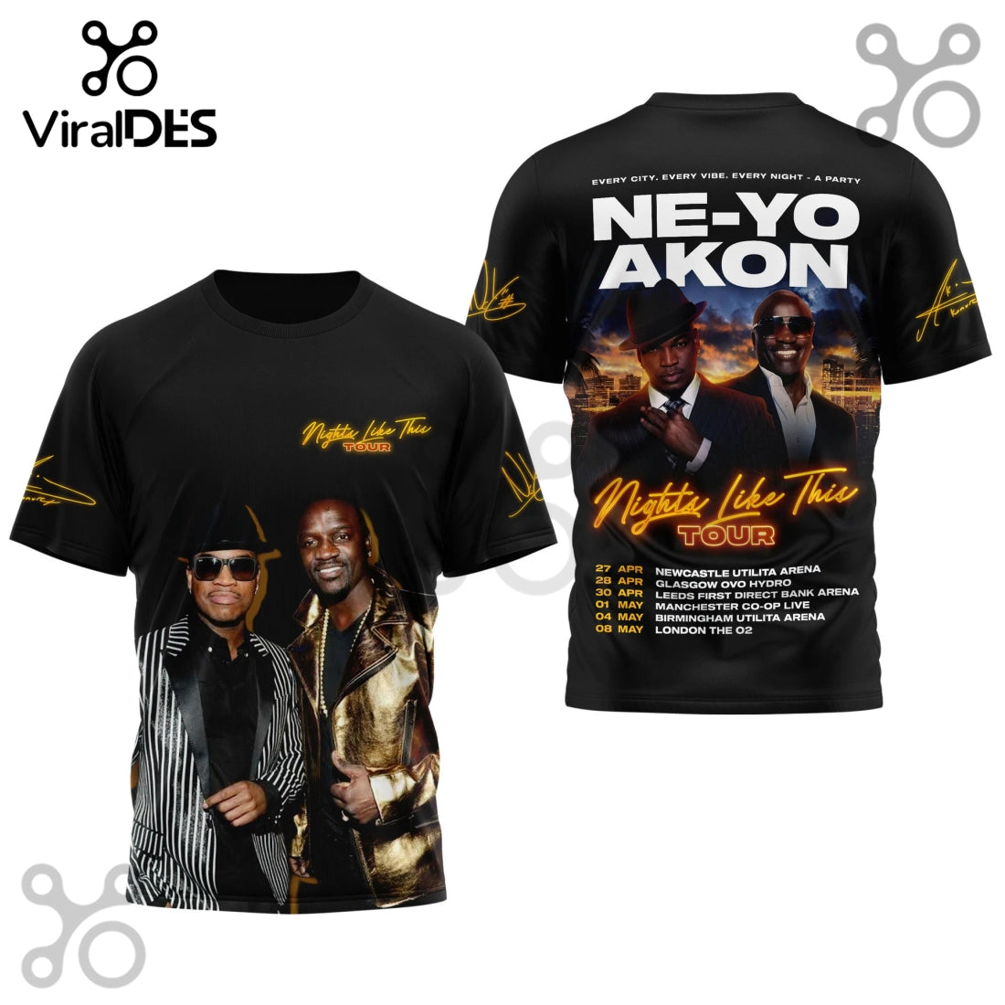 NE-YO And AKON Nights Like This 2026 Tour 3D T-Shirt