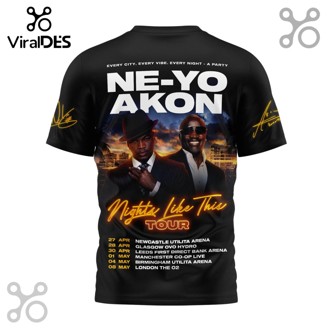 NE-YO And AKON Nights Like This 2026 Tour 3D T-Shirt