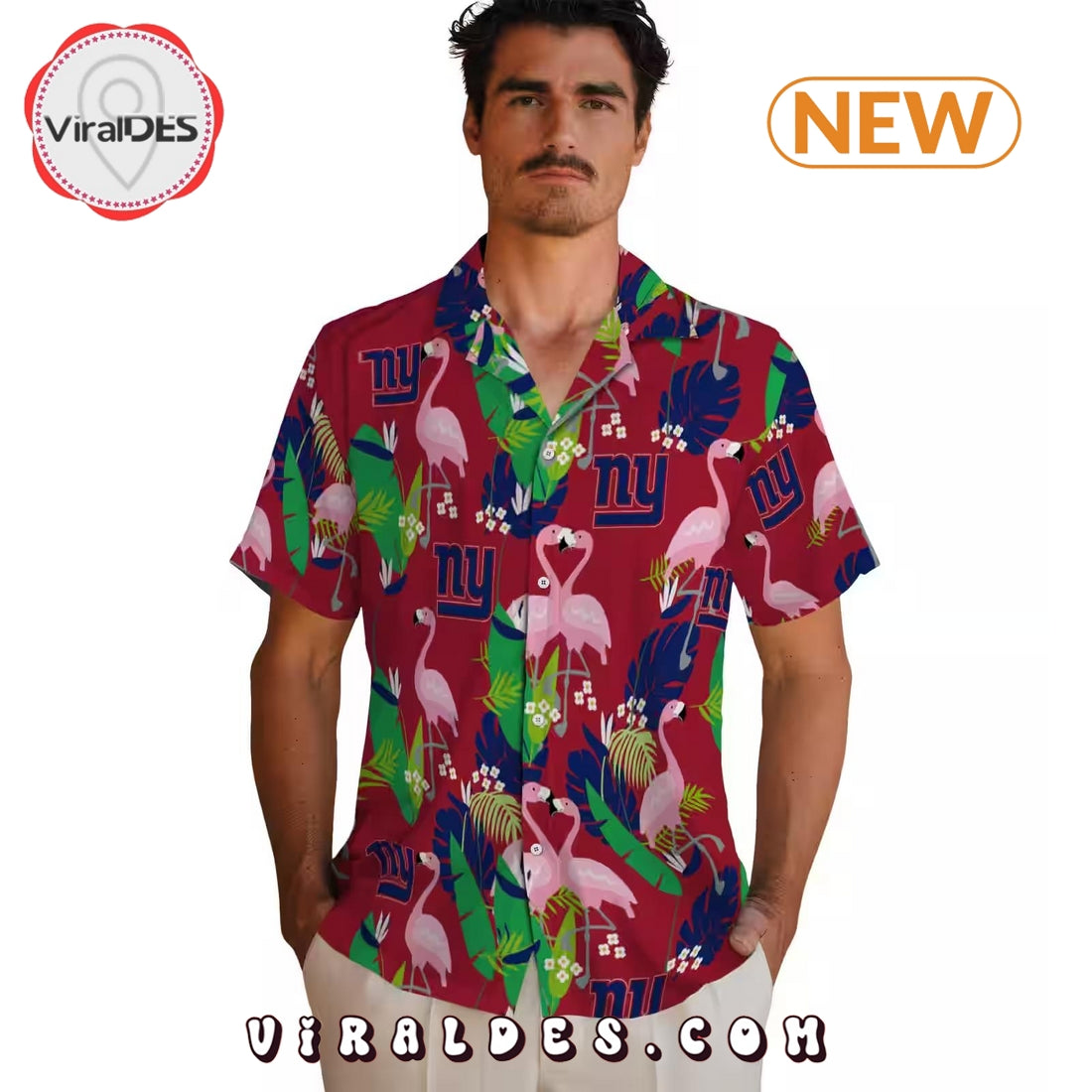 New York Giants Flamingo Foliage Hawaiian Shirt
