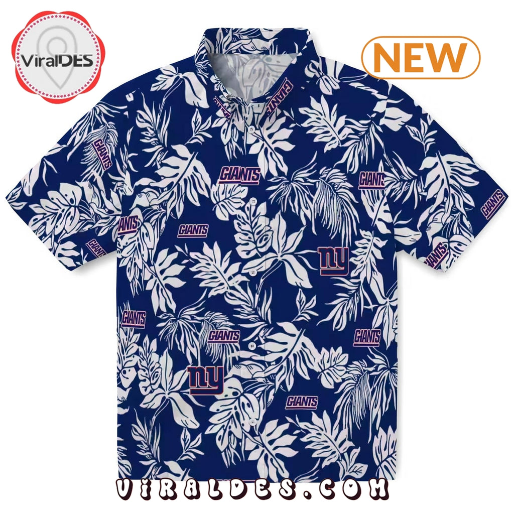 New York Giants Tropical Leaf Hawaiian Shirt