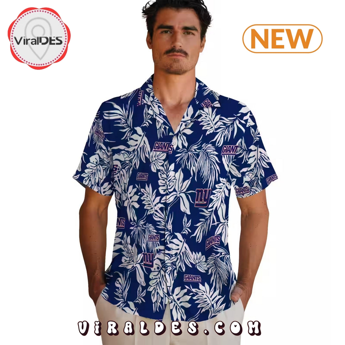 New York Giants Tropical Leaf Hawaiian Shirt