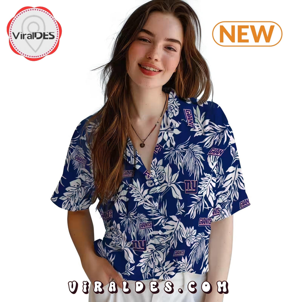 New York Giants Tropical Leaf Hawaiian Shirt