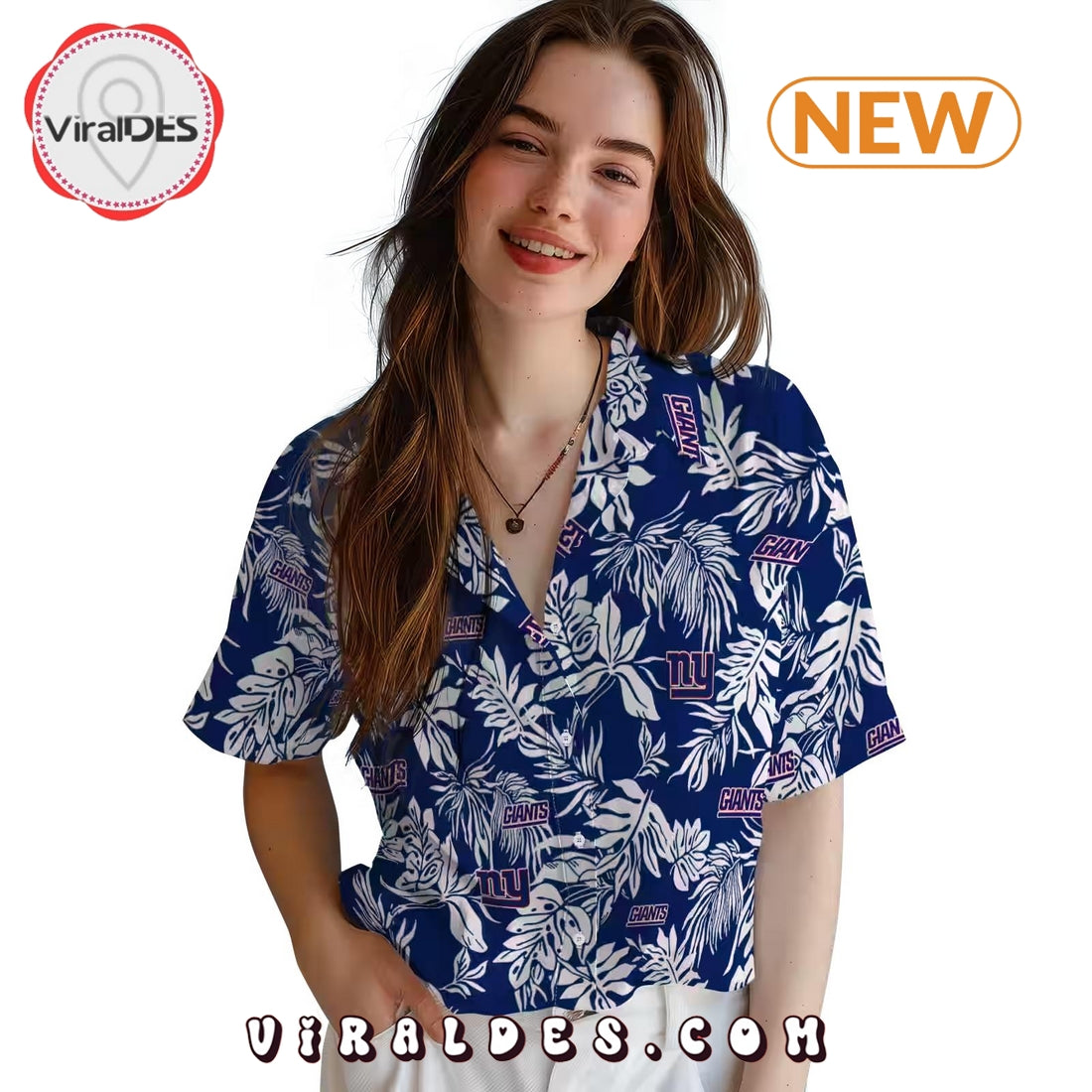 New York Giants Tropical Leaf Hawaiian Shirt
