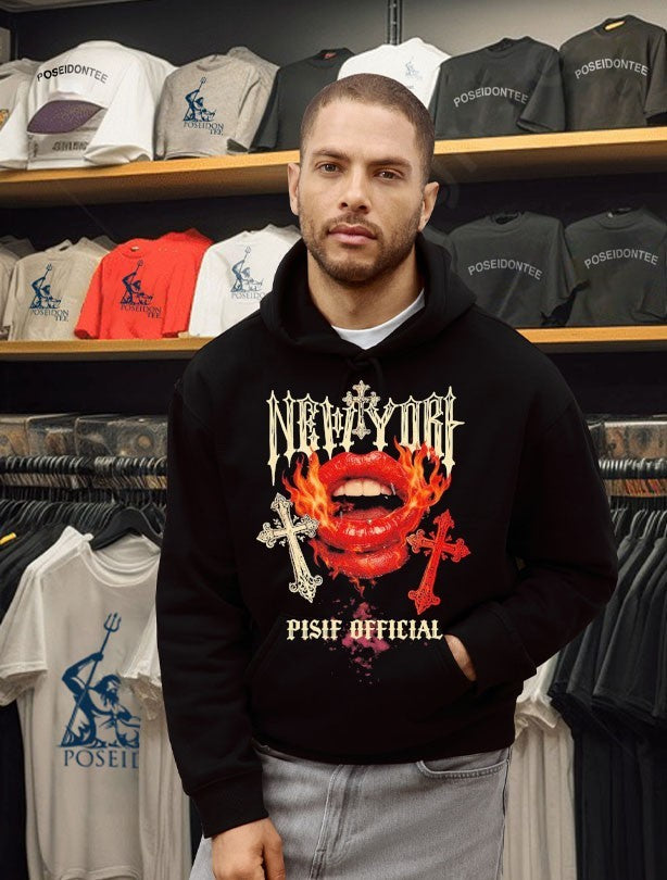 New York Gothic Fire Lips T-shirt