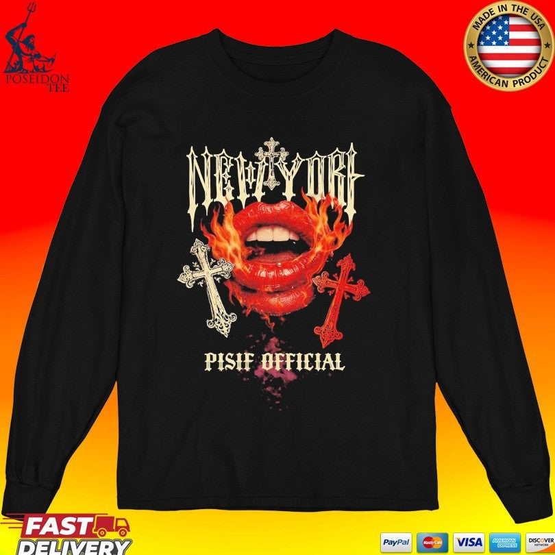 New York Gothic Fire Lips T-shirt