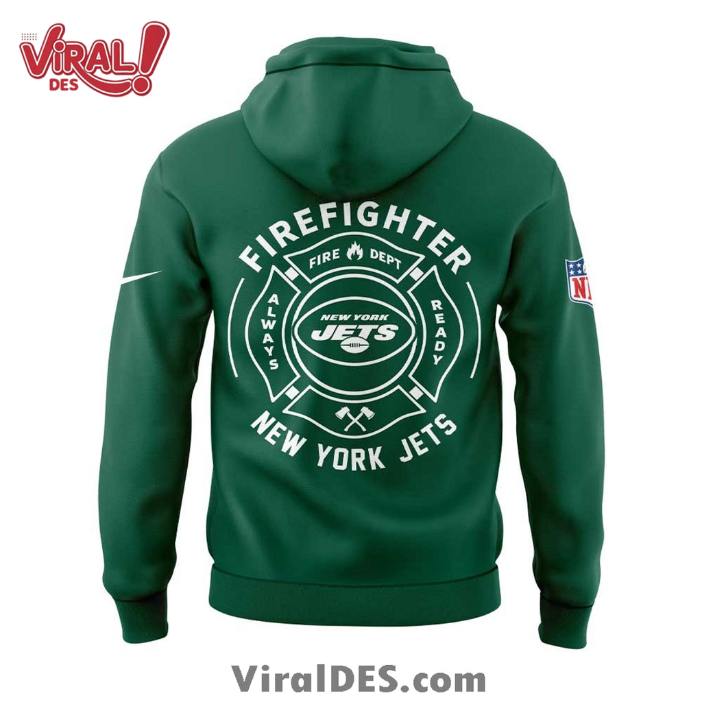 New York Jets 2025 Firefighter Application Day Hoodie And Cap